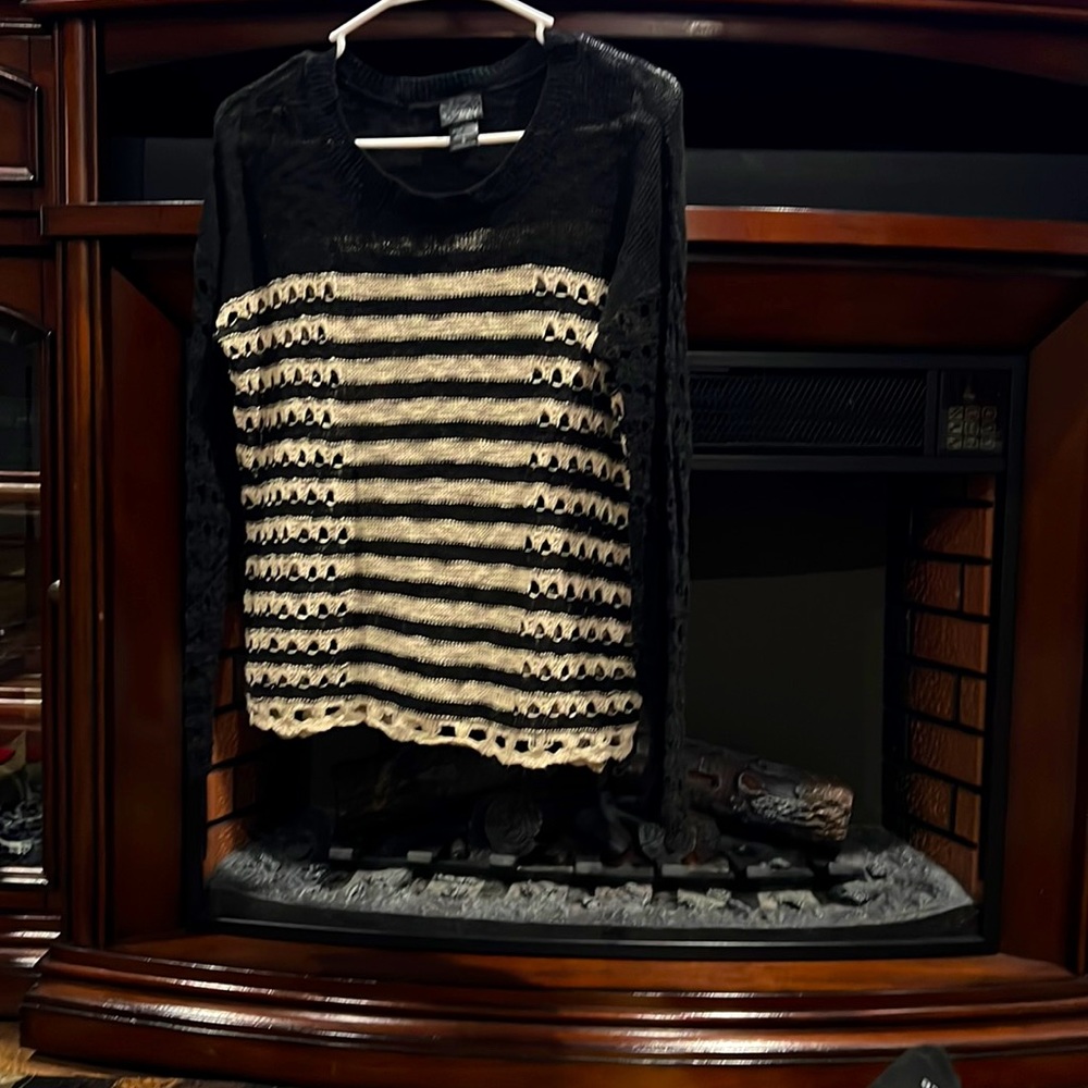 Small daytrip black/tan knit long sleeve top